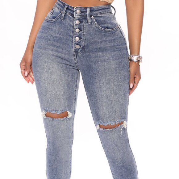 Fashion Nova High Waist 5 Button Skinny Jeans. Never Worn. Size 11 - Picture 2 of 3